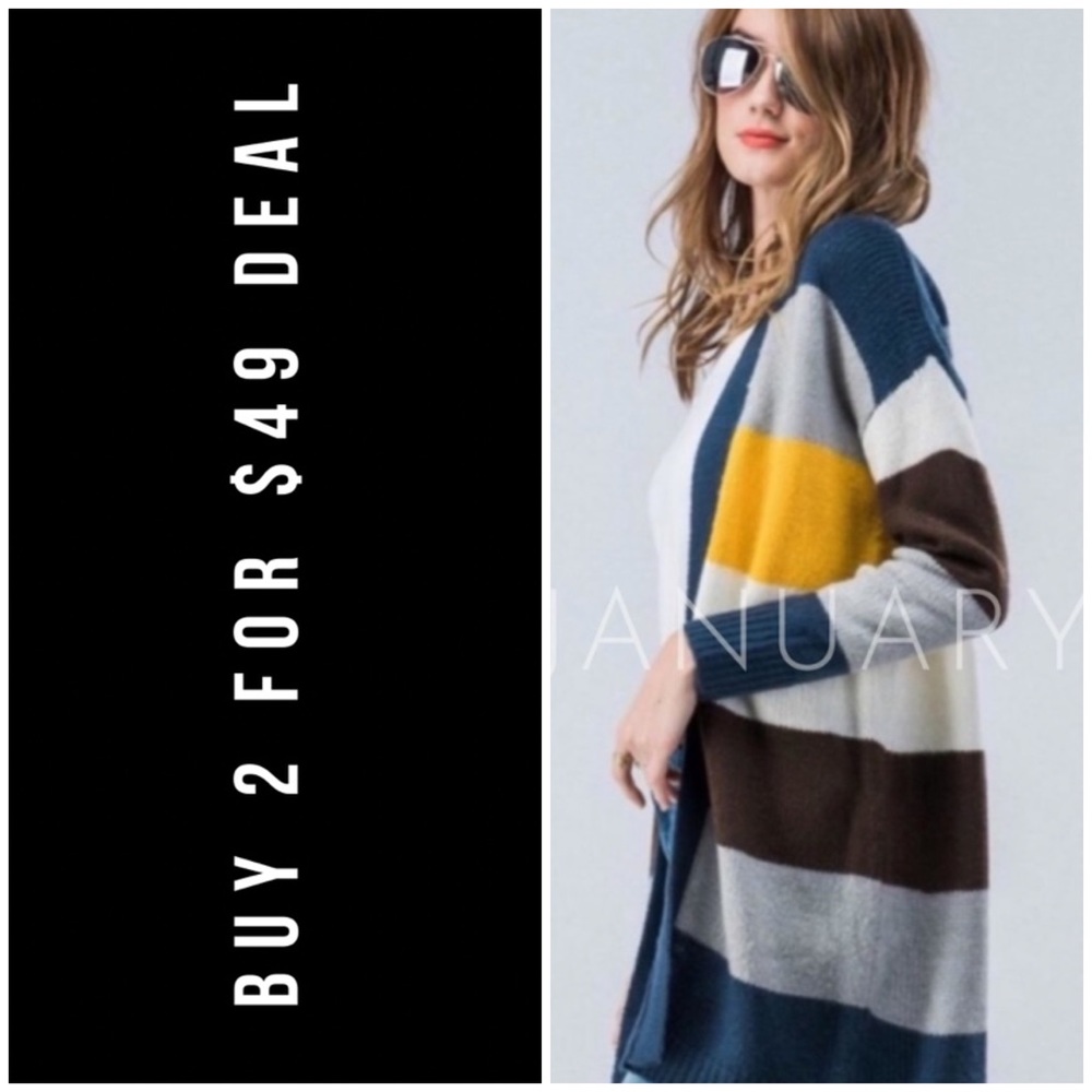 ❄️LAST2️⃣//COLOR BLOCK STRIPED CARDIGAN
